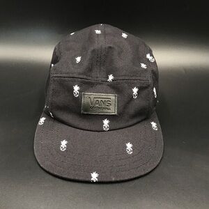 Vans Off The Wall Hat Black One Size Adjustable Logo‎ Pineapple Canvas Cap.